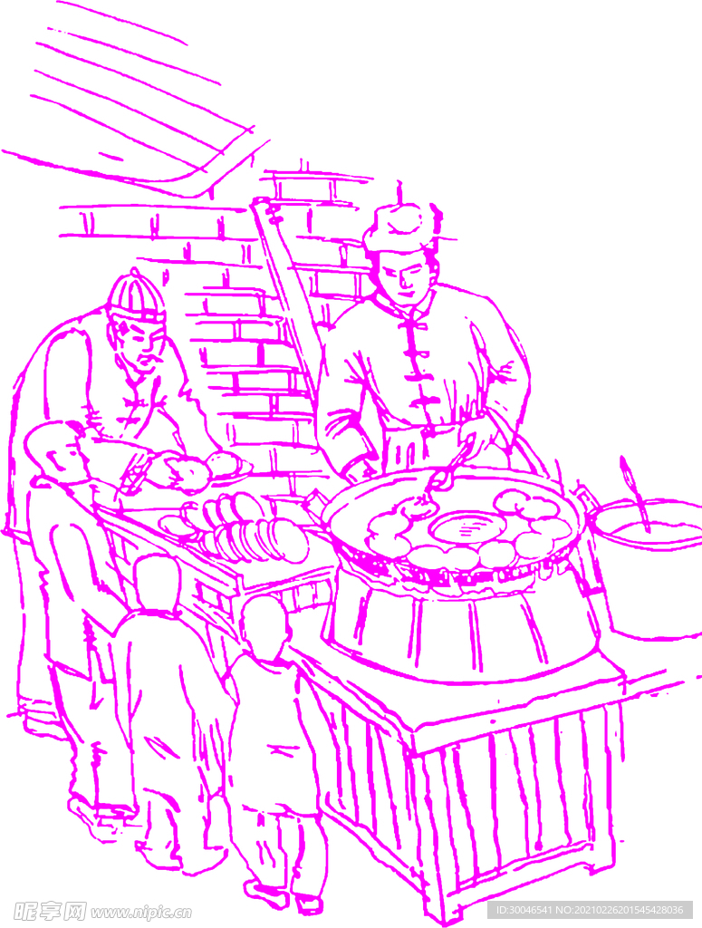 古代小販線稿