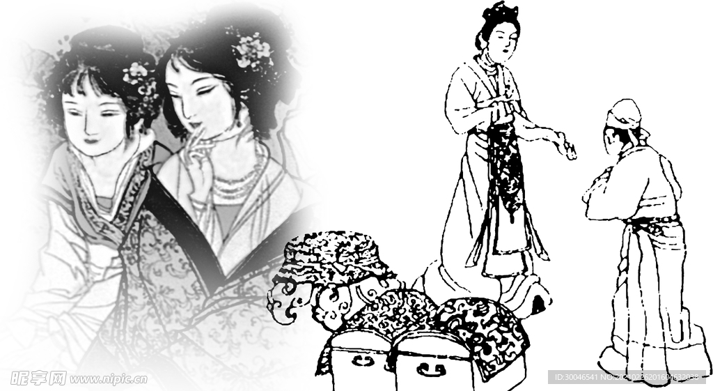 古代人物線稿