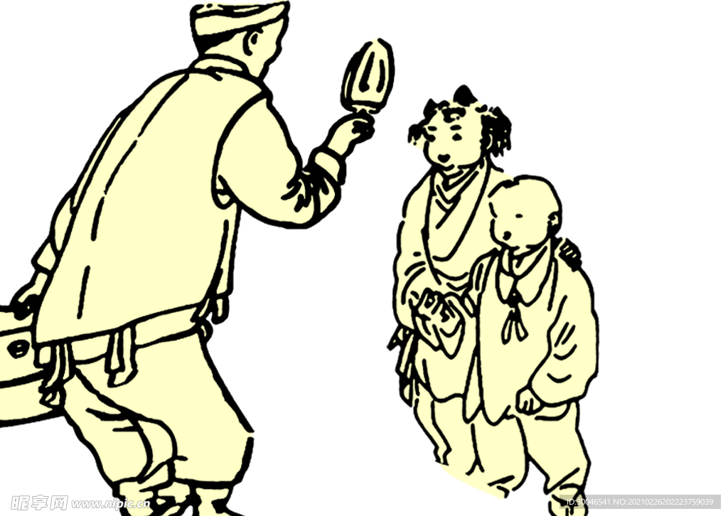 古代兒童線稿