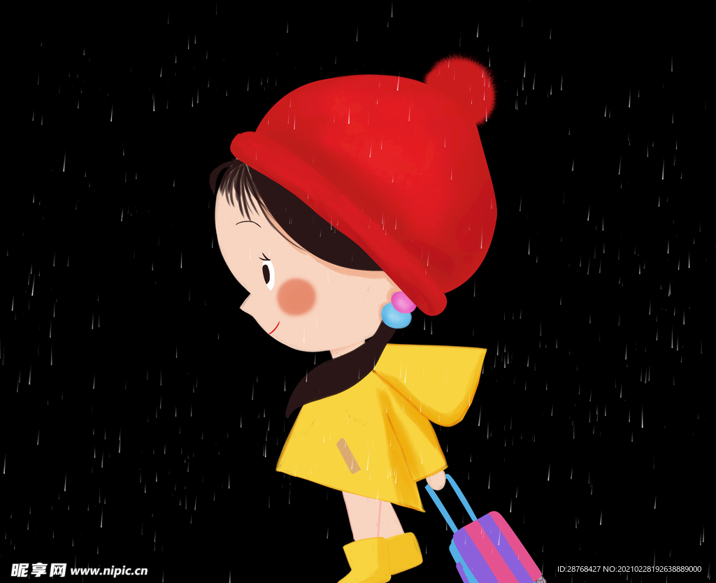 雨中的小女孩
