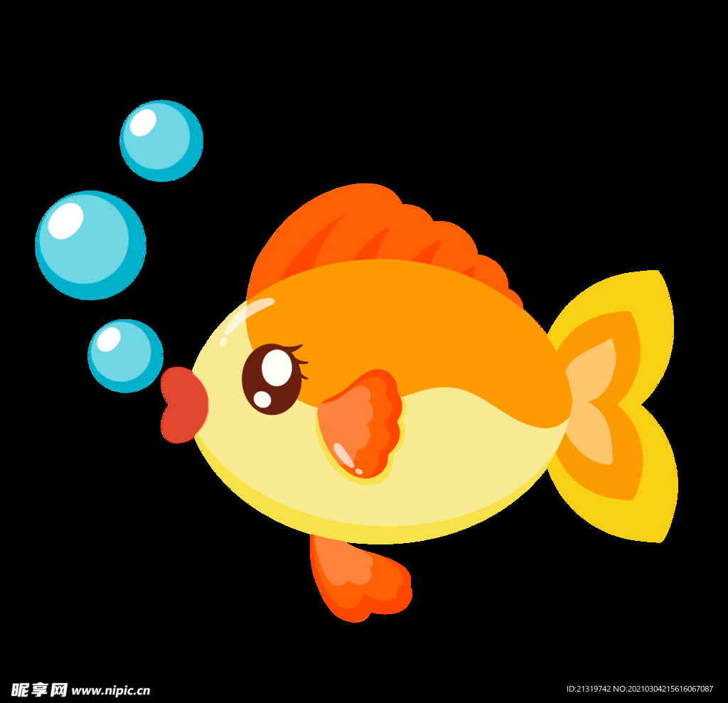吐泡泡的彩色小鱼插画