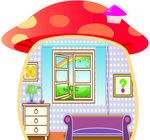 卡通房子 家 窗户 蘑菇