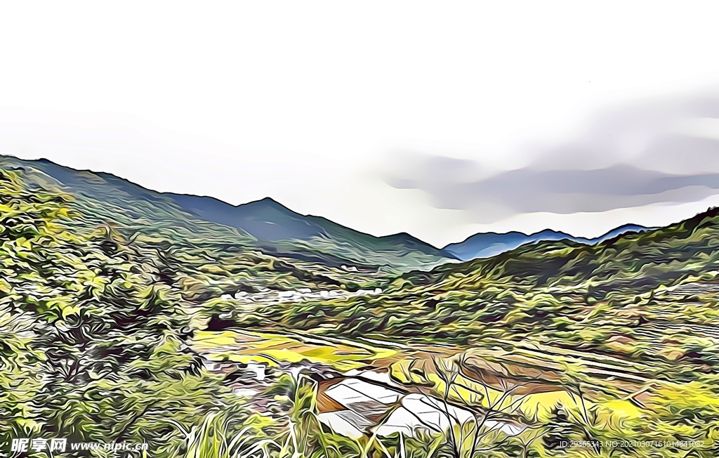 動漫畫風山水風景圖片