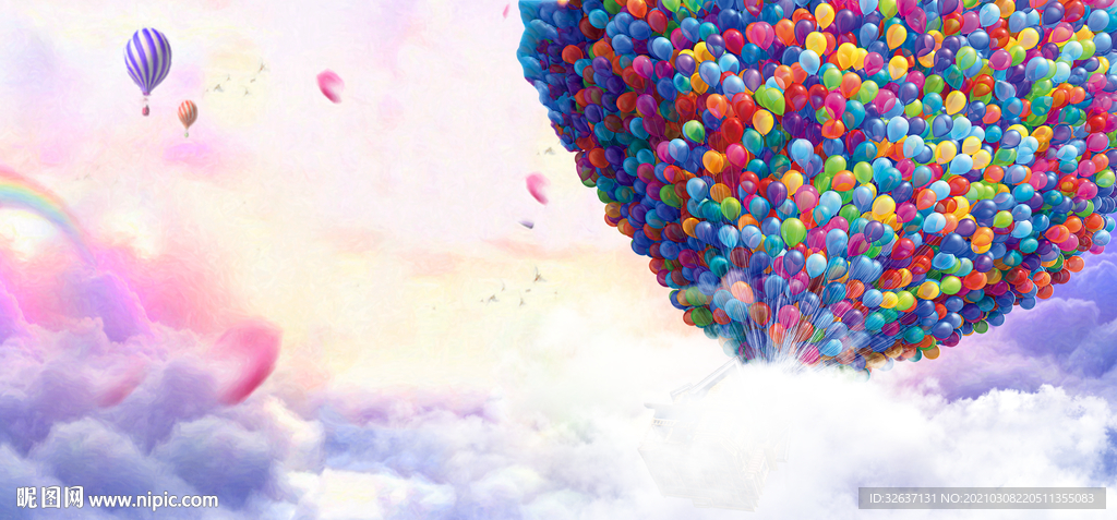 天空云海气球热气球