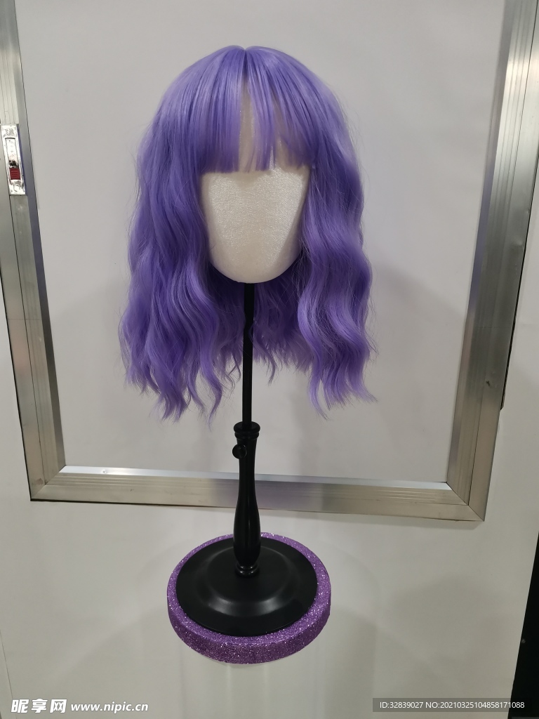 时尚紫罗兰化纤假发头套