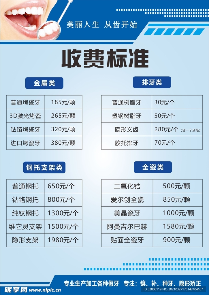 牙科價目表