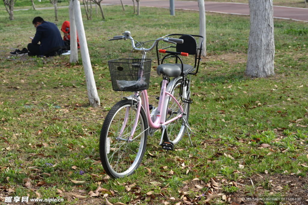 粉色自行车正面