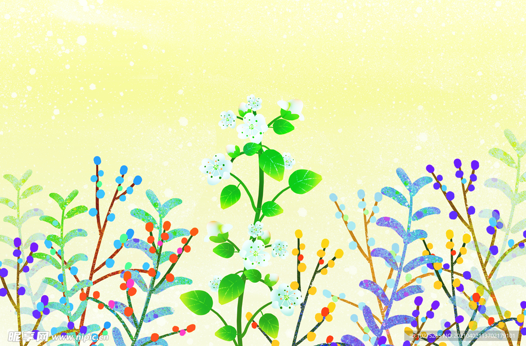 花卉插画背景素材图