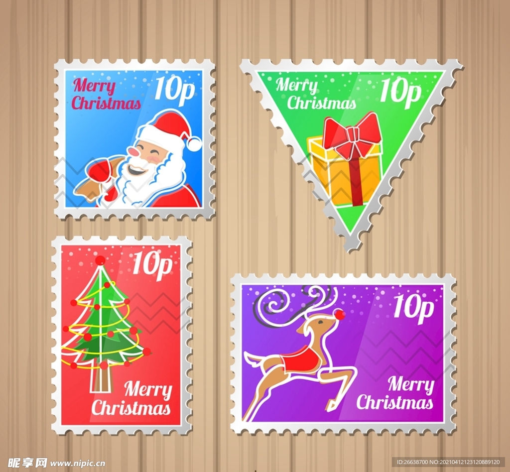 圣诞节邮票矢量