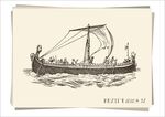 复古风帆木船手绘稿