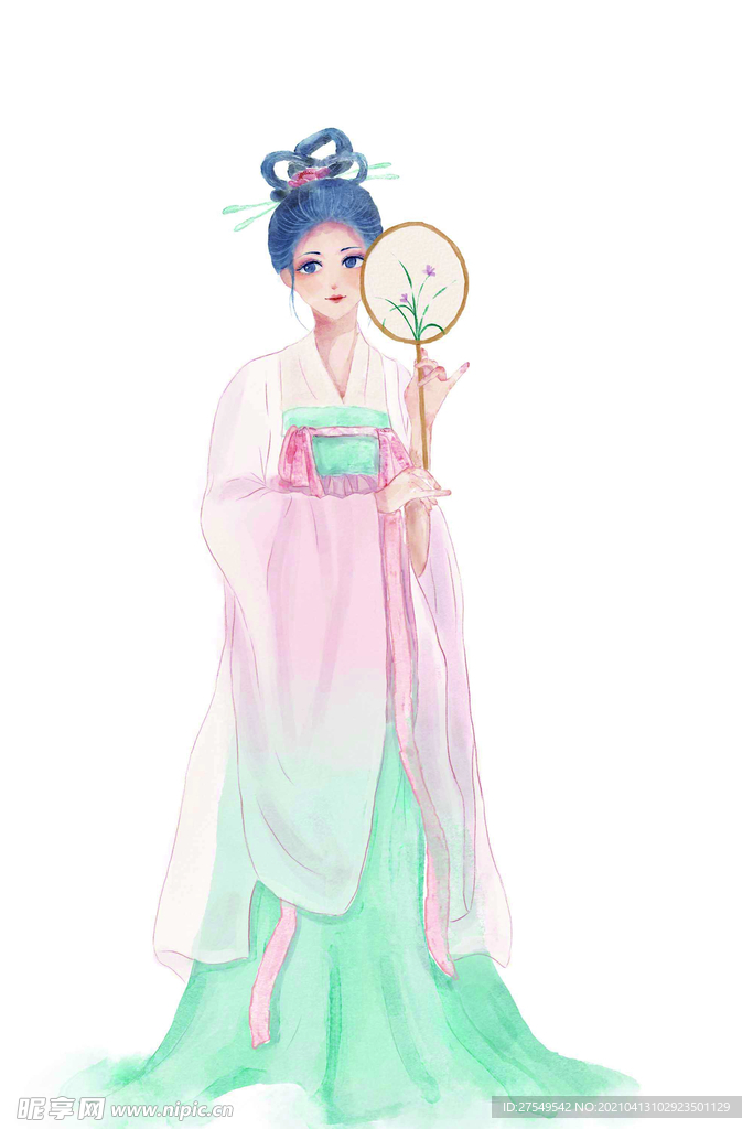 手繪仿水彩古風(fēng)美女
