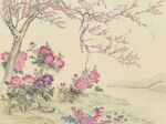 中式牡丹花卉壁画装饰画背景墙