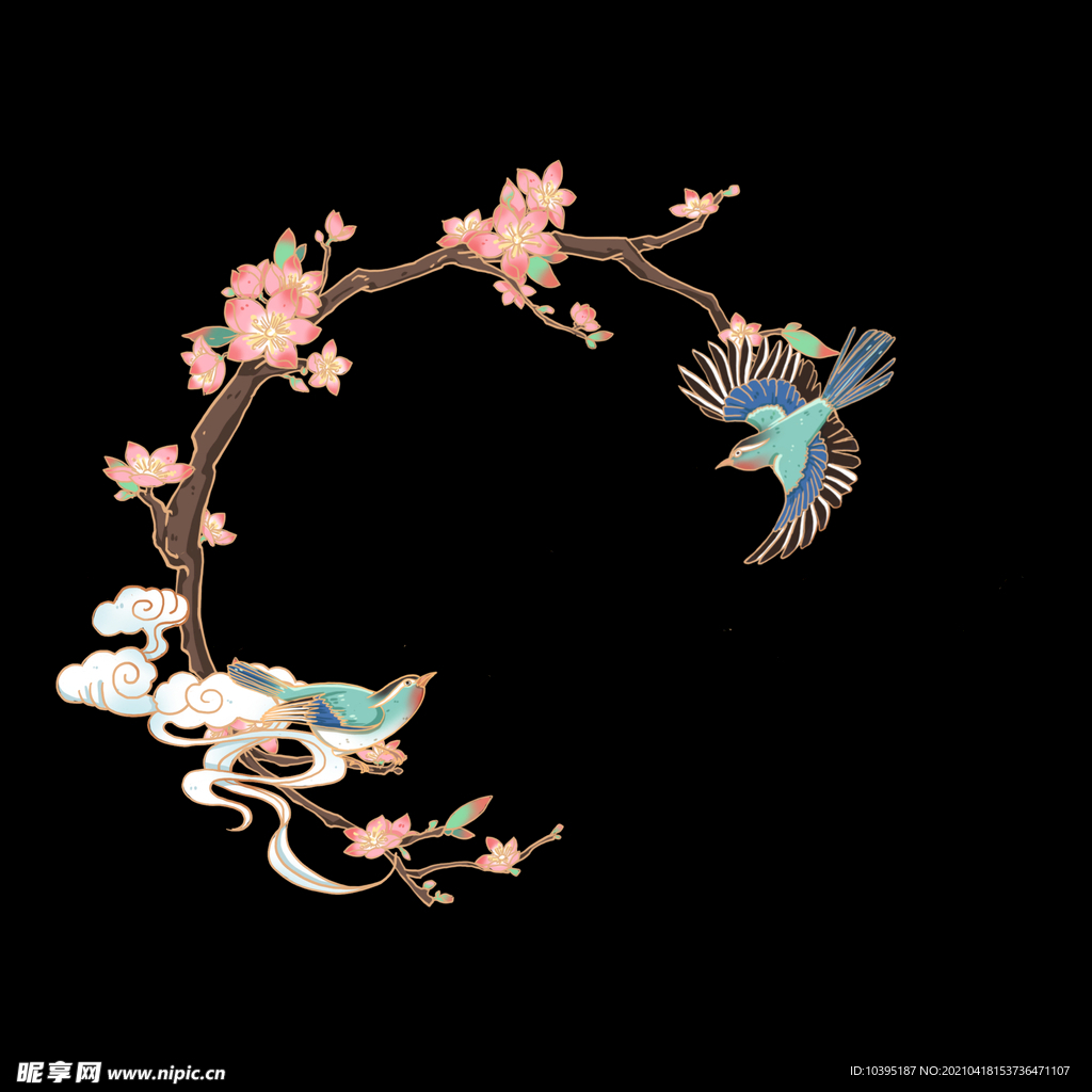 國(guó)潮風(fēng)手繪花七夕素材