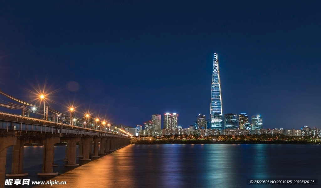 韓國繁華城市夜晚