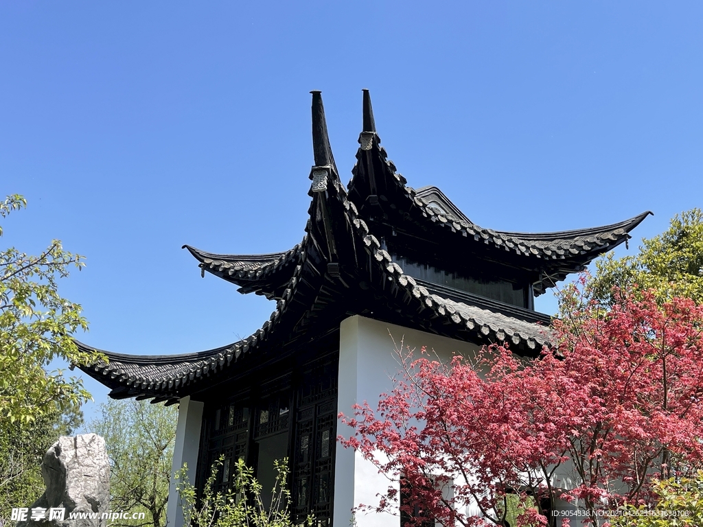揚州 建筑 藍天  樹  旅游