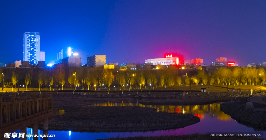榆林河滨公园夜景