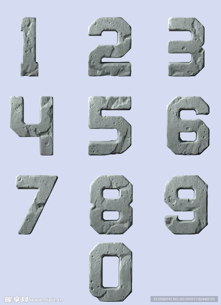 石头数字3D字体