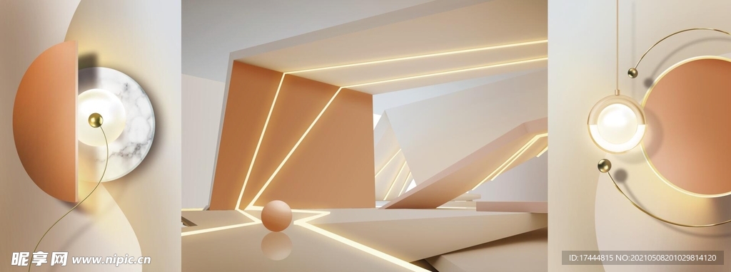 现代极简光影空间几何客厅装饰画