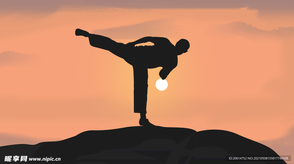 夕陽下的練武之人