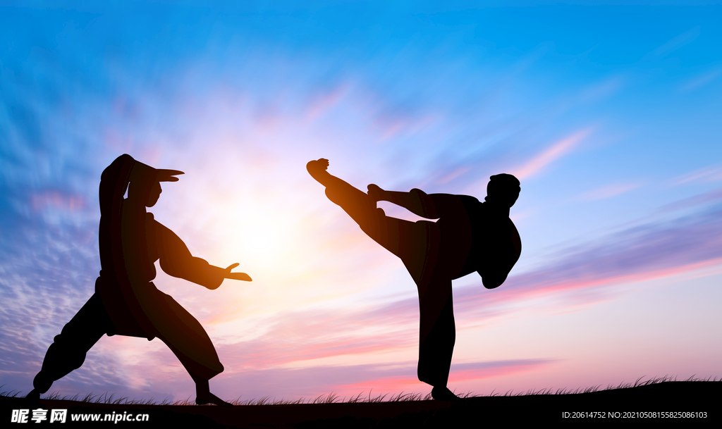 夕陽下的武術運動