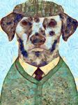 抽象油画狗狗人物服装印象派风格
