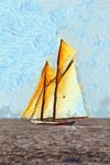 抽象油画金色帆船装饰画