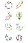 简约手绘线条蔬菜图案