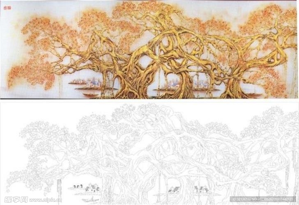 菩提树雕刻图案