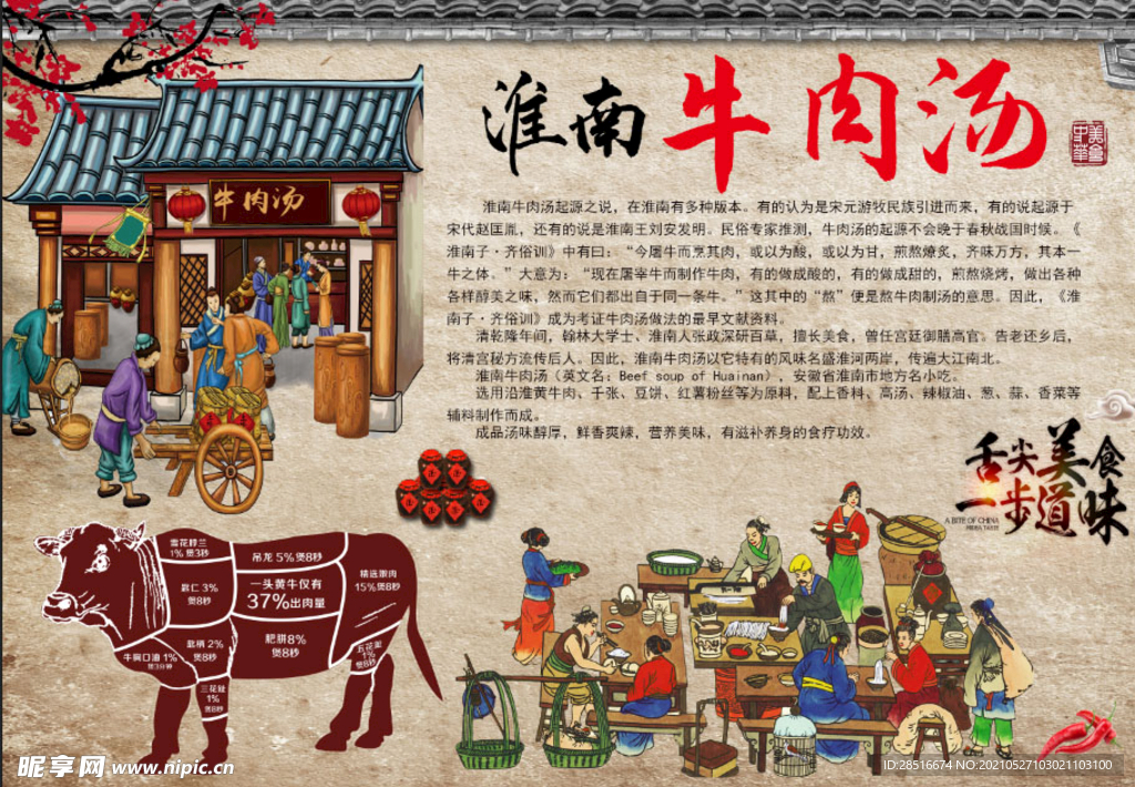 淮南牛肉湯背景墻飯店文化