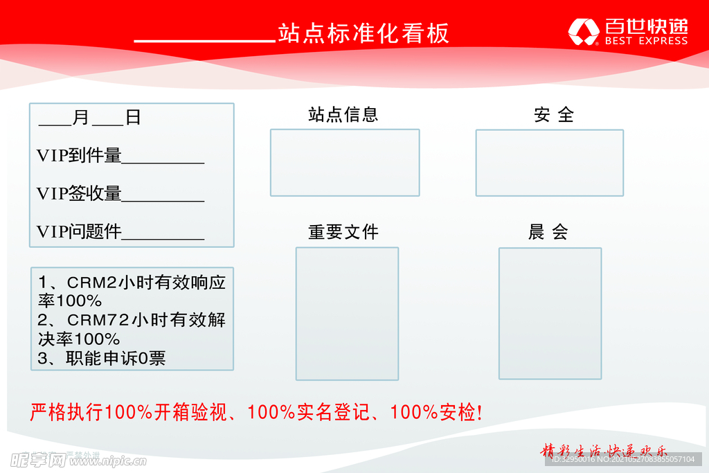 百世快递站点标准化看板