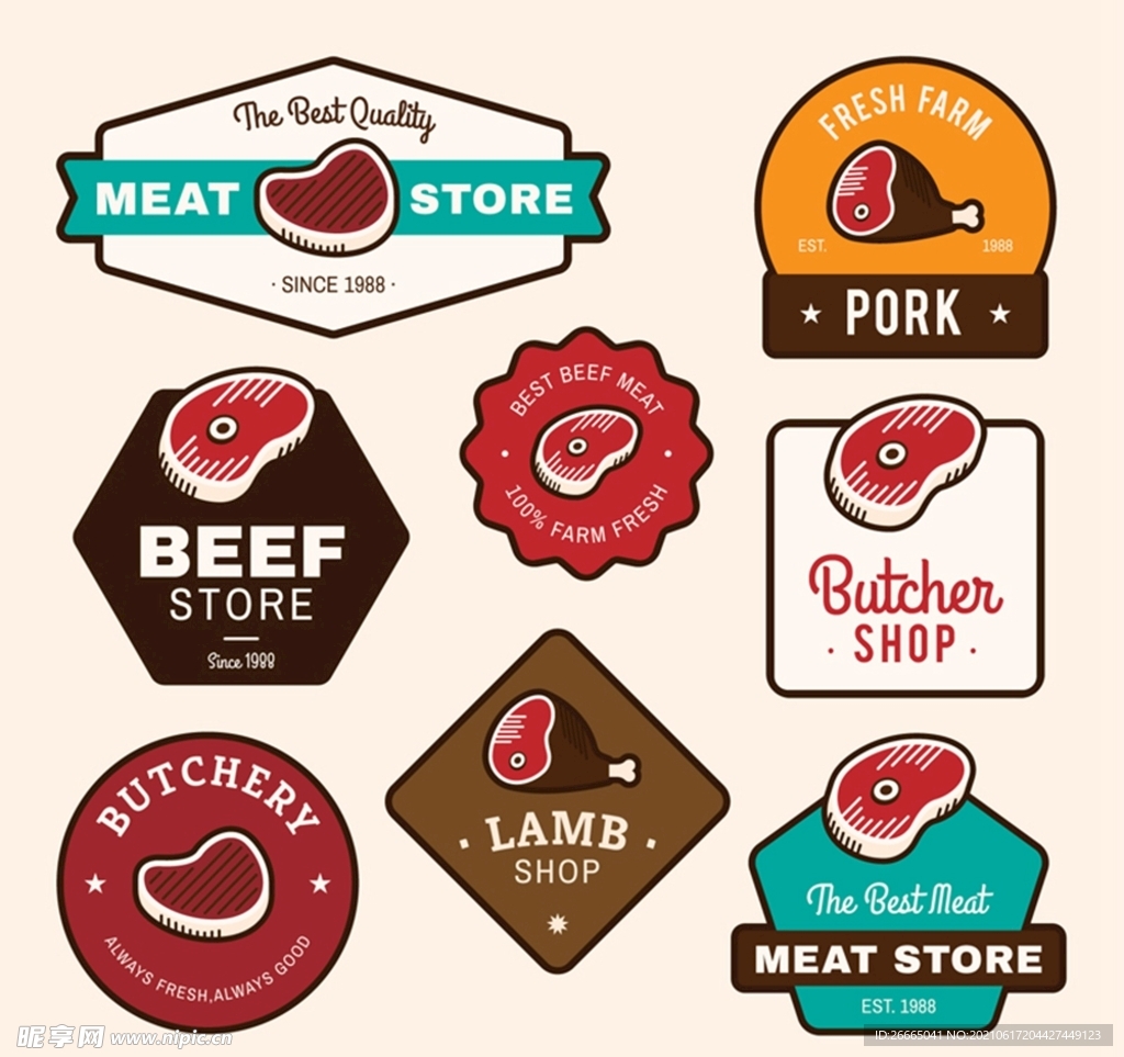 肉制品标签矢量
