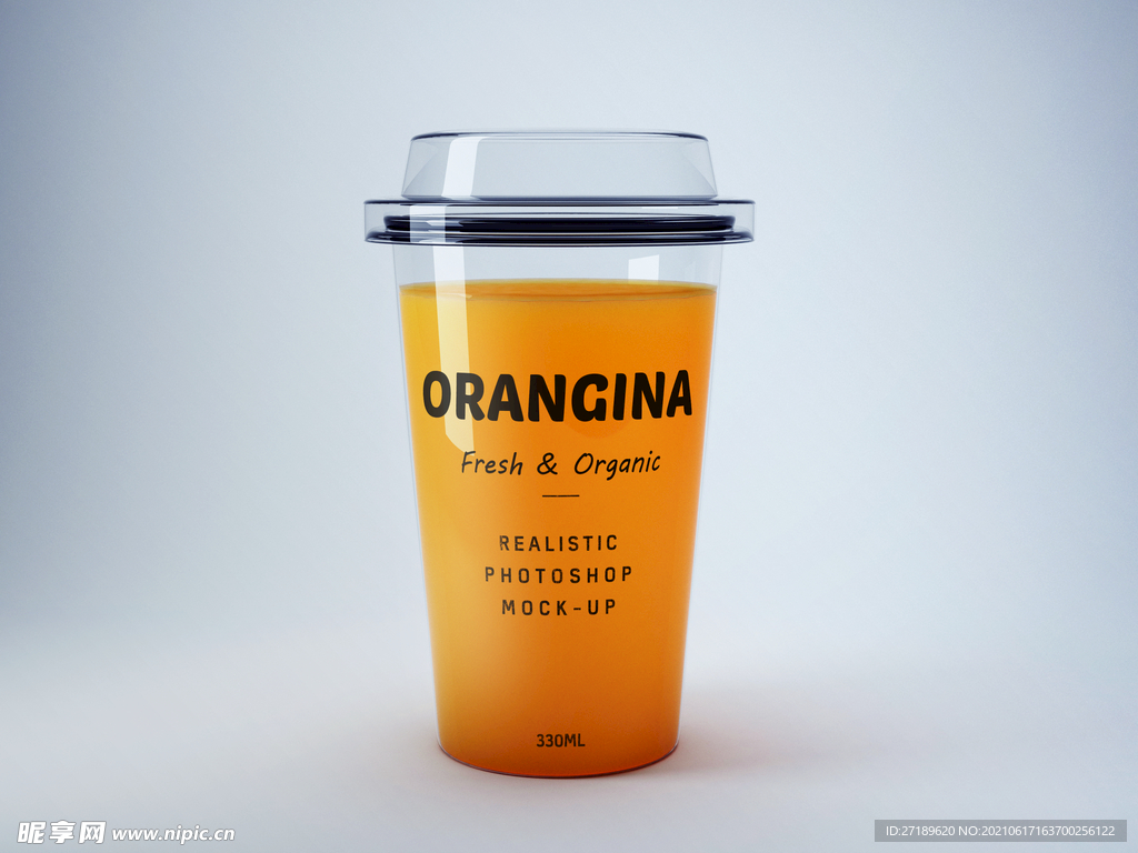 橙汁饮料杯样机