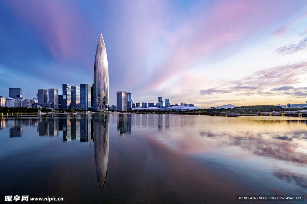 傍晚城市遠景建筑背景素材