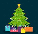 绿色圣诞树和礼物