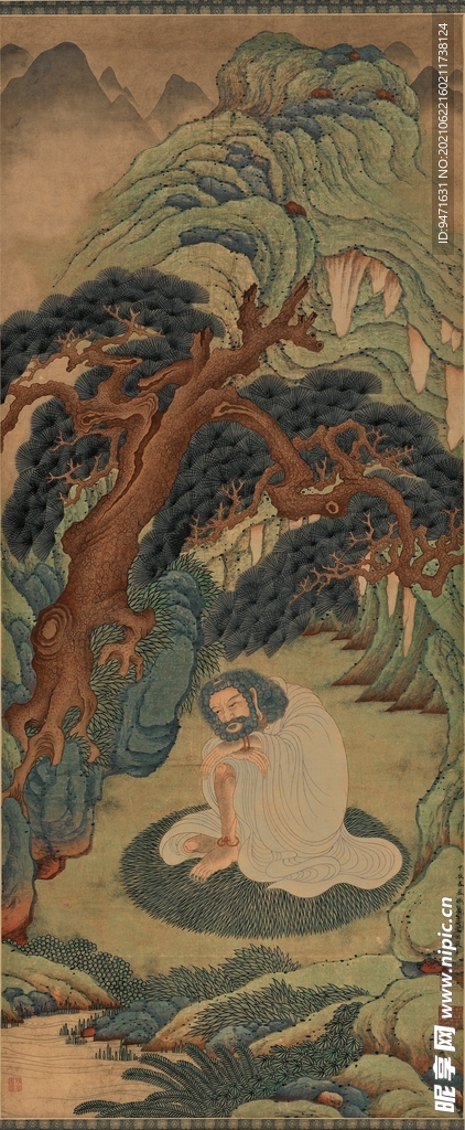 明 丁云鵬 釋迦牟尼圖軸紙本