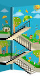 幼儿园楼梯梦幻森林墙绘效果图