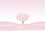 矢量粉色花树木浪漫背景