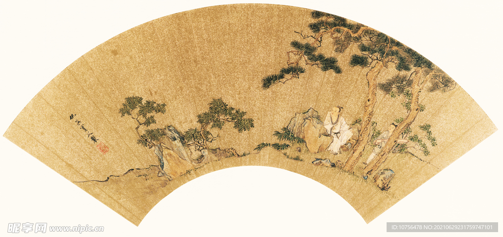 仇英 扇面 山水畫