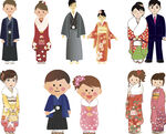 穿和服的日本人物形象