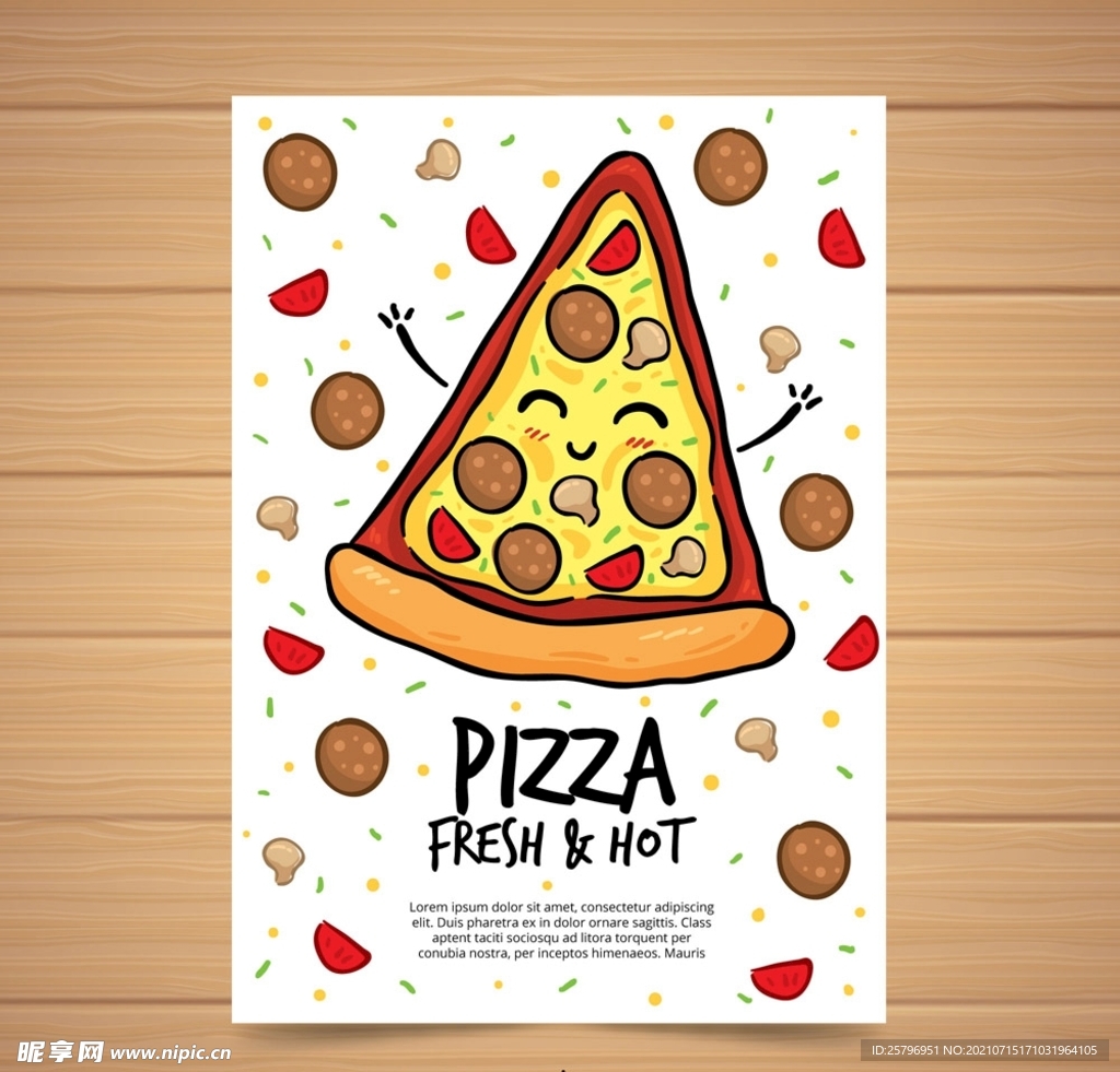 爱笑脸三角披萨宣传单