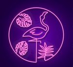 紫色火烈鸟霓虹灯