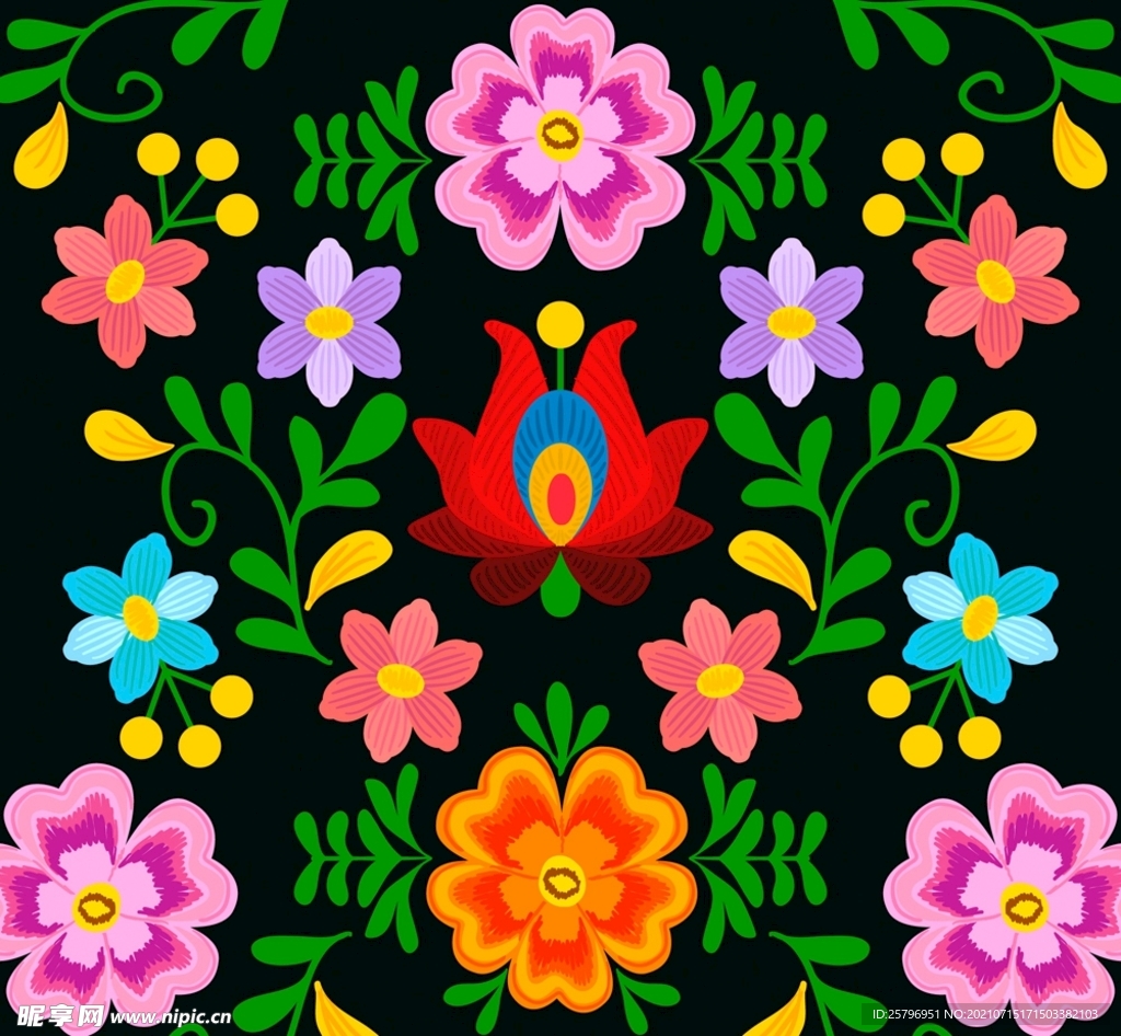 彩色抽象花卉