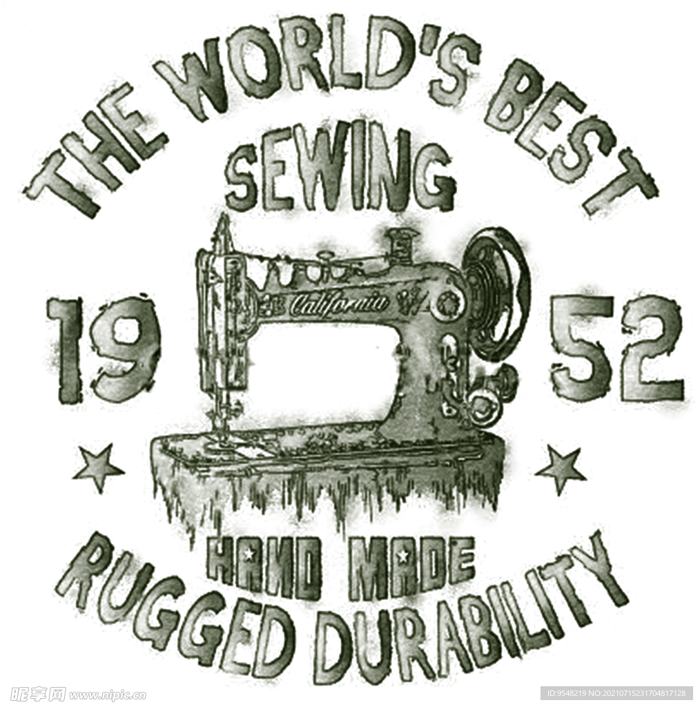 缝纫机 复古 文字T恤设计