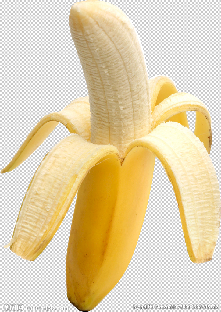 剥开香蕉免抠图透明底