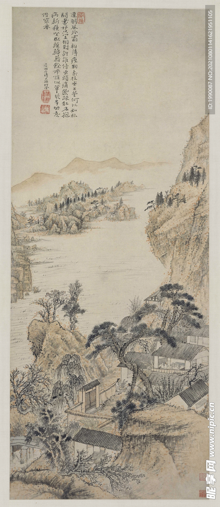 清 石濤 對菊圖紙本