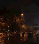 夜晚雨景图