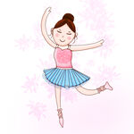 粉色蓝色跳芭蕾舞小姑娘元素插画