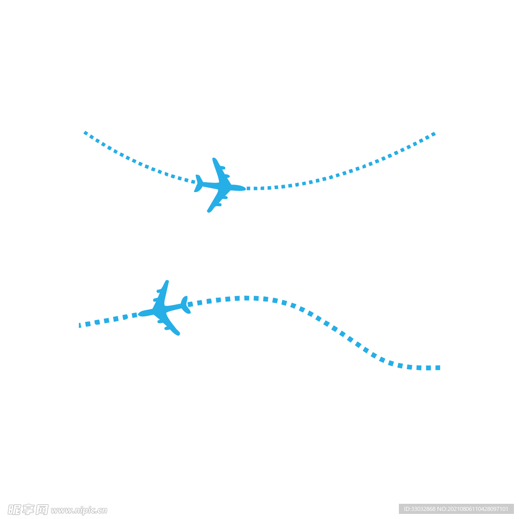 蓝色飞机路线矢量图