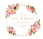 粉色花卉婚礼海报