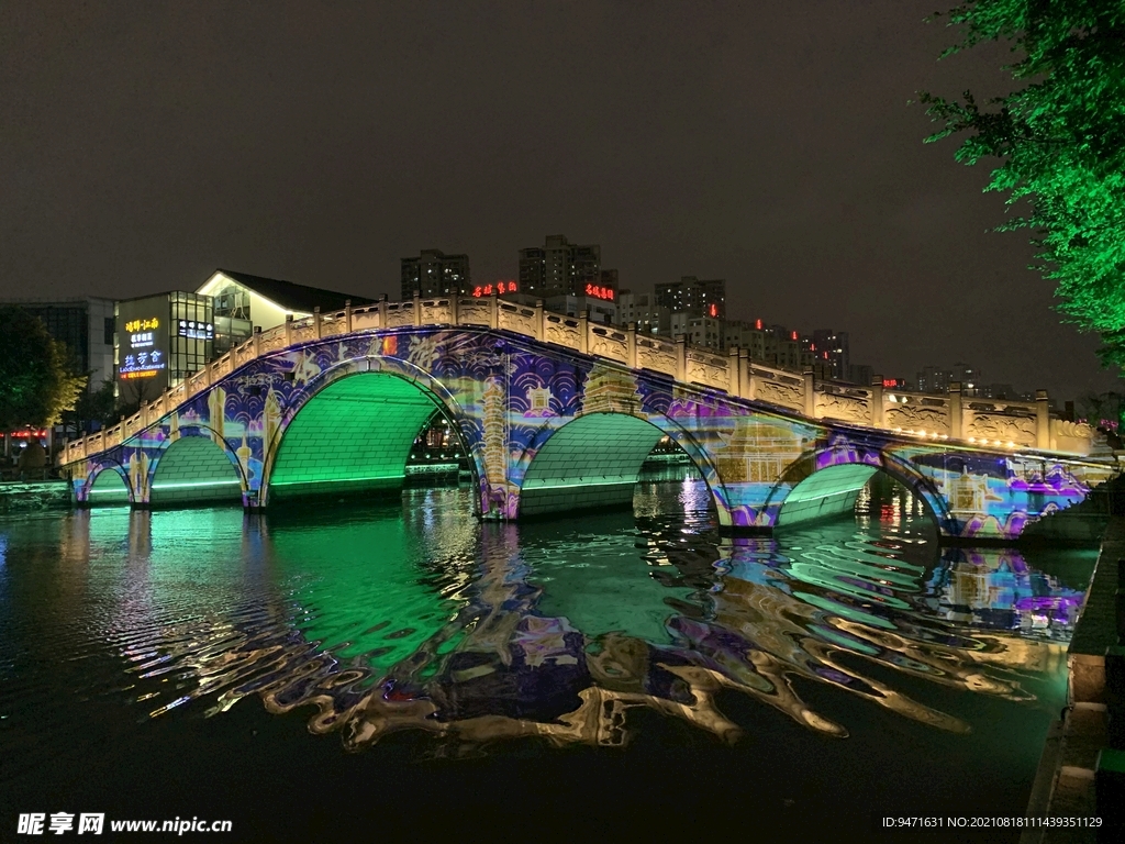 温州夜景 投影桥